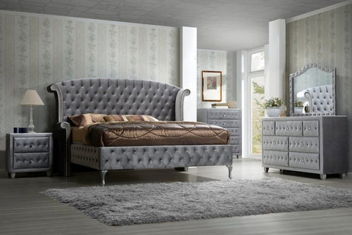 Diamond Palace Gray - 5pc King Bedroom Set