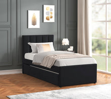 Load image into Gallery viewer, MAYA - Black Twin Platform Bed w/ Trundle