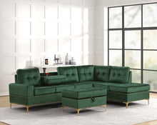 Load image into Gallery viewer, Anserra Green Reversible Sectional + Ottoman Set