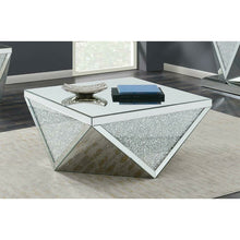Load image into Gallery viewer, Square Coffee Table With Triangle Detailing Silver And Clear Mirror