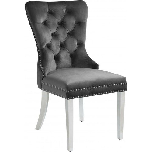 Carmen Velvet Dining Chair (Grey) - Unique Furniture
