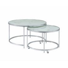 Load image into Gallery viewer, 2-Piece Round Nesting Table White And Chrome