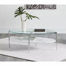 Load image into Gallery viewer, Round Glass Top Coffee Table White And Chrome