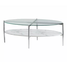 Load image into Gallery viewer, Round Glass Top Coffee Table White And Chrome