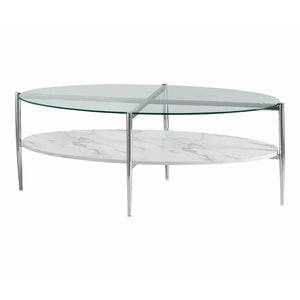 Round Glass Top Coffee Table White And Chrome