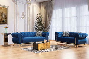 Rosy Velvet Sofa Set