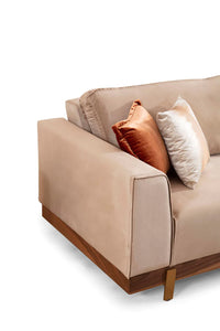 Emily Beige Velvet Sofa Set