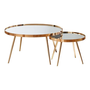 Sophia 2-Piece Mirror Top Nesting Coffee Table Mirror And Gold