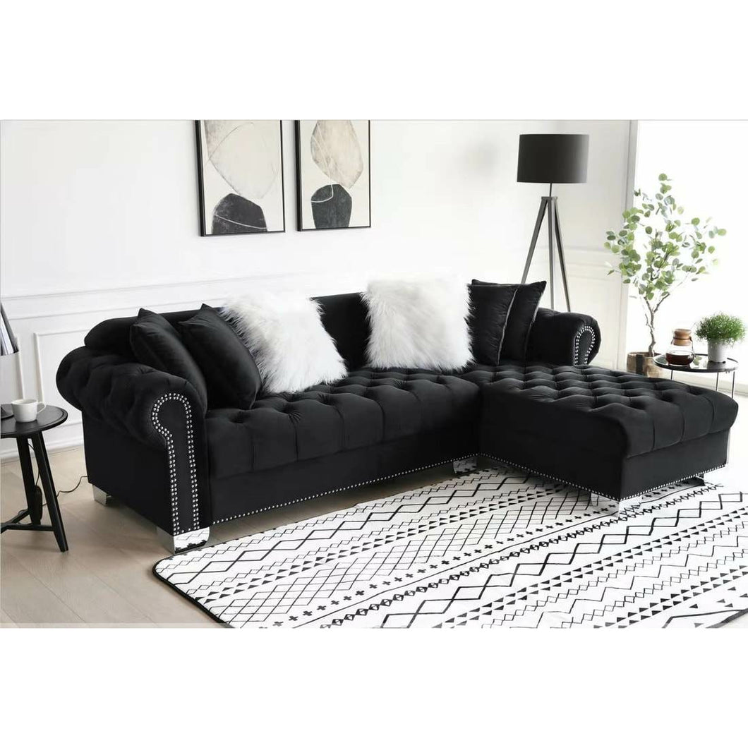 Royal Black Sectional - Unique Furniture