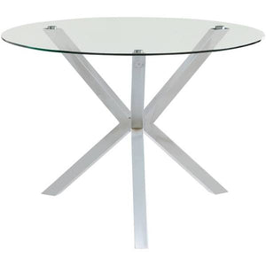 Vance Glass Top Dining Table With X-Cross Base Chrome - Unique Furniture